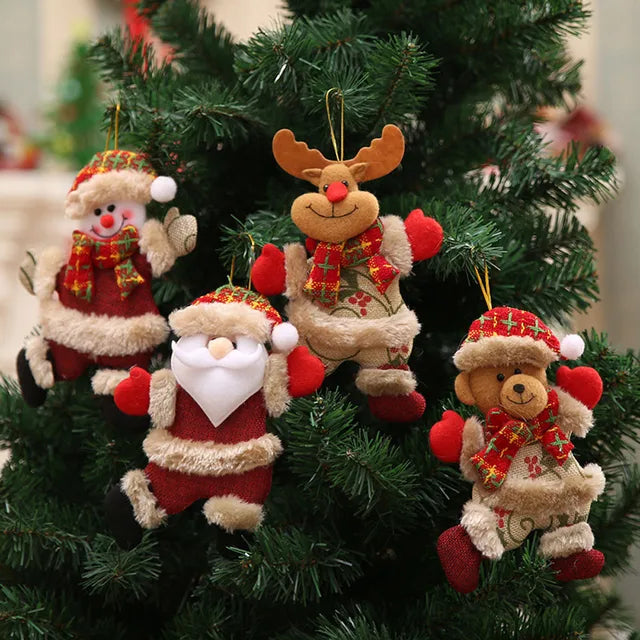 Christmas Ornaments Gift, Santa Claus, Snowman, Tree Toy, Doll Hang Decorations, 4Pcs 