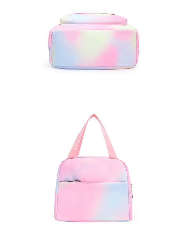3pcs Disney Lilo Stitch Colorful Backpack with Lunch Bag for Women Student Teenagers Rucksack Casual School Bags Sets