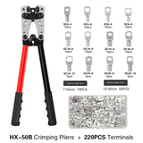 Alicates de crimpado, crimpadora de terminales de tubo, herramienta de crimpado hexagonal, multiherramienta, terminal de cable de batería, cable, herramientas manuales HX-50B 6-50 mm² AWG 10-0