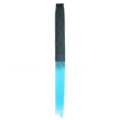 New Stripe Printed Clip in Hair Extensions Synthetic Straight Hair Highlights Colorful 18 Inches Wig Hairpieces Girls