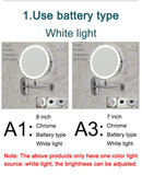 Wall Folding Makeup HD Mirror Double Side Fill Light Magnifying USB Charging Led Tricolor Dimming Bathroom Cosmetic Mirrors