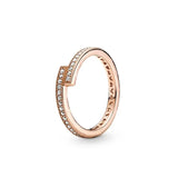 Anillo de plata 925 chapado en oro para mujer, con doble banda brillante y corazón, joyería fina Pandora original, 2024 