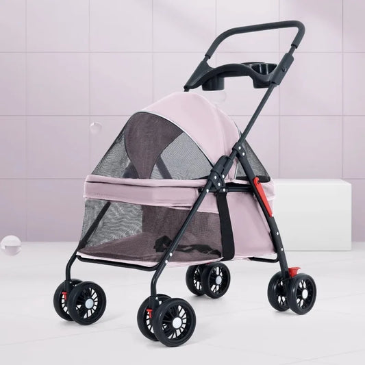 Pet Stroller Lightweight Cat Small Dog Walking Shopping Dual-Use Teddy Walking Baby Stroller Small Pulling Damping Large Space Pet Supplies