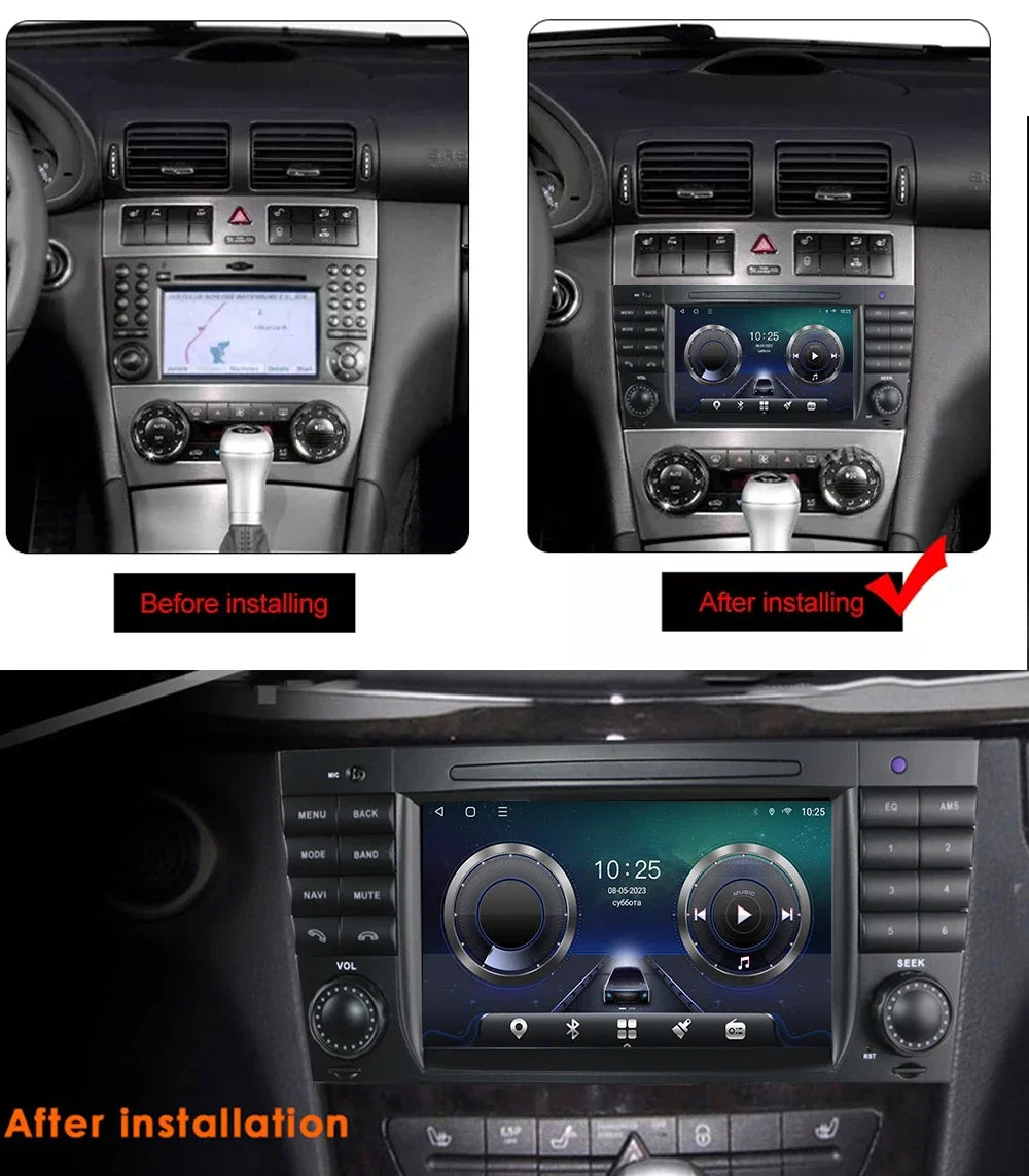 Android 13 two din built with wifi octa core 4GB Touch Screen car multimedia player for mercedes Benz w203