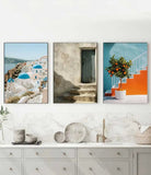Retro Mediterranean Greece Landscape Poster Canvas Painting Wall Art Pictures Home Decoration Italian Lemon Orange Olive Tree