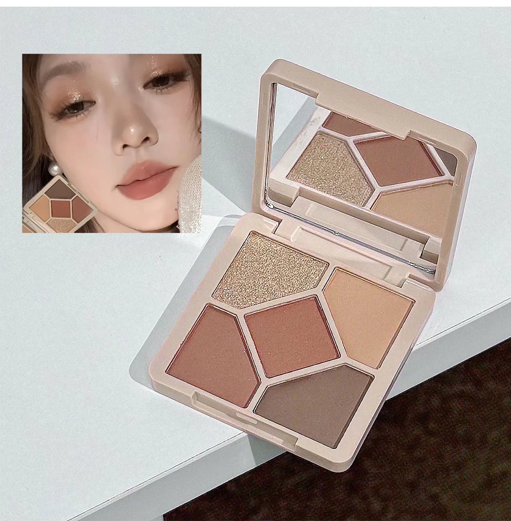 QIBEST Multipurpose Makeup Set 4pc Double Head Lip Glaze, Face Pressed Powder,Blusher,Eyeshadow, Eyebrow Pencil,Eyeliner,Lip Oil