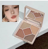 QIBEST Multipurpose Makeup Set 4pc Double Head Lip Glaze, Face Pressed Powder,Blusher,Eyeshadow, Eyebrow Pencil,Eyeliner,Lip Oil