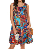 2025 Fashion Plus Size Women Casual Short Dresses Elegant Summer Bohemian Dress Pockets Sleeveless Simple Female Clothing Summer