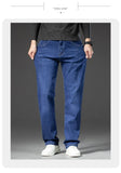 2025 Spring Autumn Men's Straight Jeans Denim Pants Classic Style Business Stretch Casual Trousers Large Size 40 42 44 46