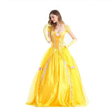 Belle Beauty And The Beast Yellow Long Dress Halloween Costume Belle Princess Dress Masquerade Carnival Adult Belle Roles Suit