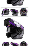 BLD Modular Motorcycle Full Face Helmet ECE Flip-up Double Anti-Fog Visor Purple Bird Sport Design In Stock Adult Men and Women