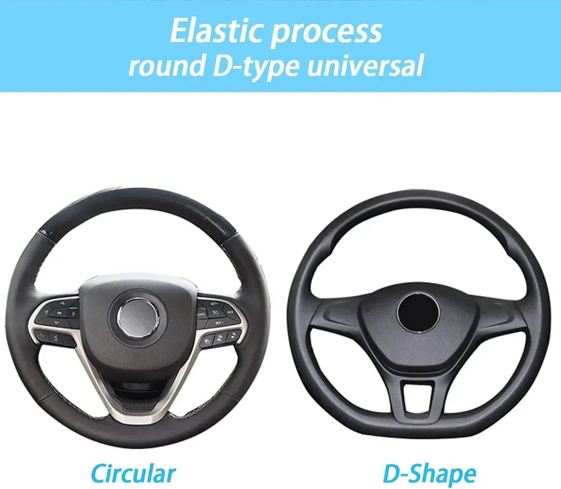 Elastic Elastic Steering Wheel Cover, Warm in Winter, Cool in Summer, Universal 15 Inches (About 38.1 Cm), Microfiber Breathable