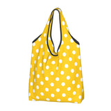 Custom Recycling Classic Black And White Polka Dot Shopping Bag Women Tote Bag Portable Grocery Shopper Bags