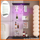 Anajqaqia Glass Display Cabinet with LED Light, with 4 Shelves 2 Doors, 80.49x36.49x163.9cm, Black