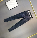 Spring Summer 2024 New Fashion Women's Denim Pants Korean Version Elastic Rhinestone High Waist Skinny Jeans