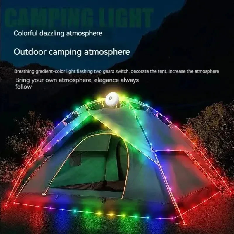 Multifuncional 4 em 1 design luz de acampamento corda usb recarregável ao ar livre tenda decoração luz xte lanterna led com gancho magnético