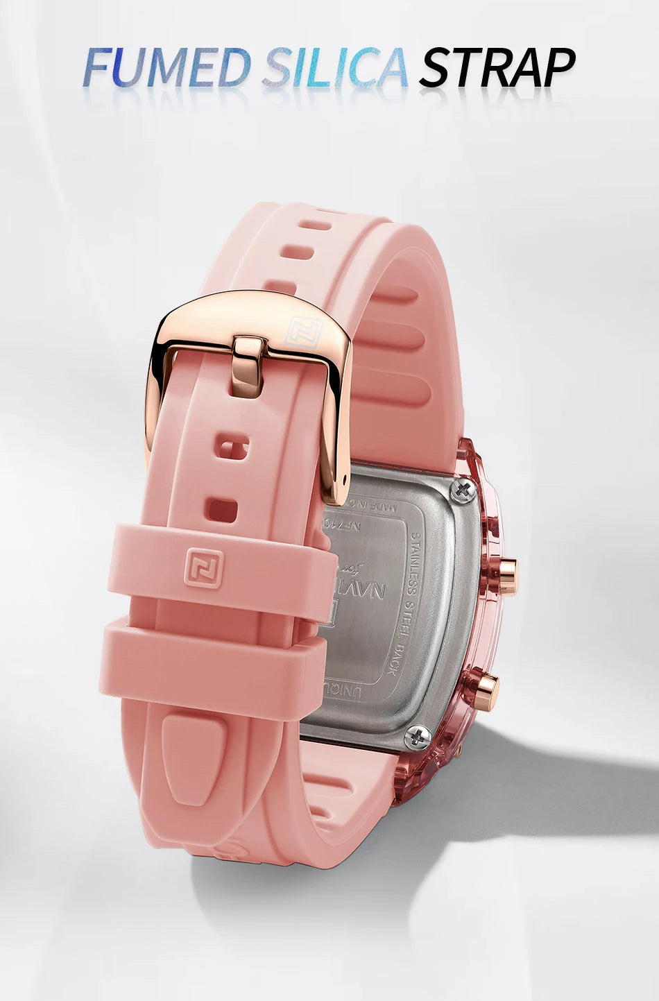 NAVIFORCE Watches for Woman LCD Digital Movement Female Clock Fashion 50m Waterproof Silicone Band Sport Electronic Wristwatches