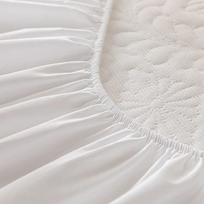 Waterproof Quilted Mattress Cover - Cotton Top, Antibacterial Fiber Fill, TPU Waterproof Layer - A-Class Health Standard
