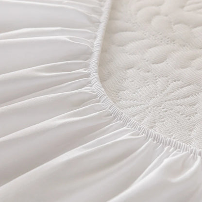 Waterproof Quilted Mattress Cover - Cotton Top, Antibacterial Fiber Fill, TPU Waterproof Layer - A-Class Health Standard