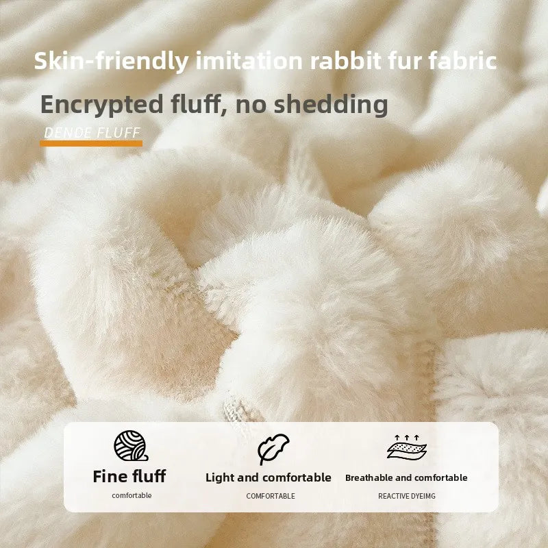 Solid Color Thick Faux Rabbit Fur Mattress Cover Autumn Winter Warm Velvet Mattress Protector Fluffy Soft Plush Fitted Bed Sheet