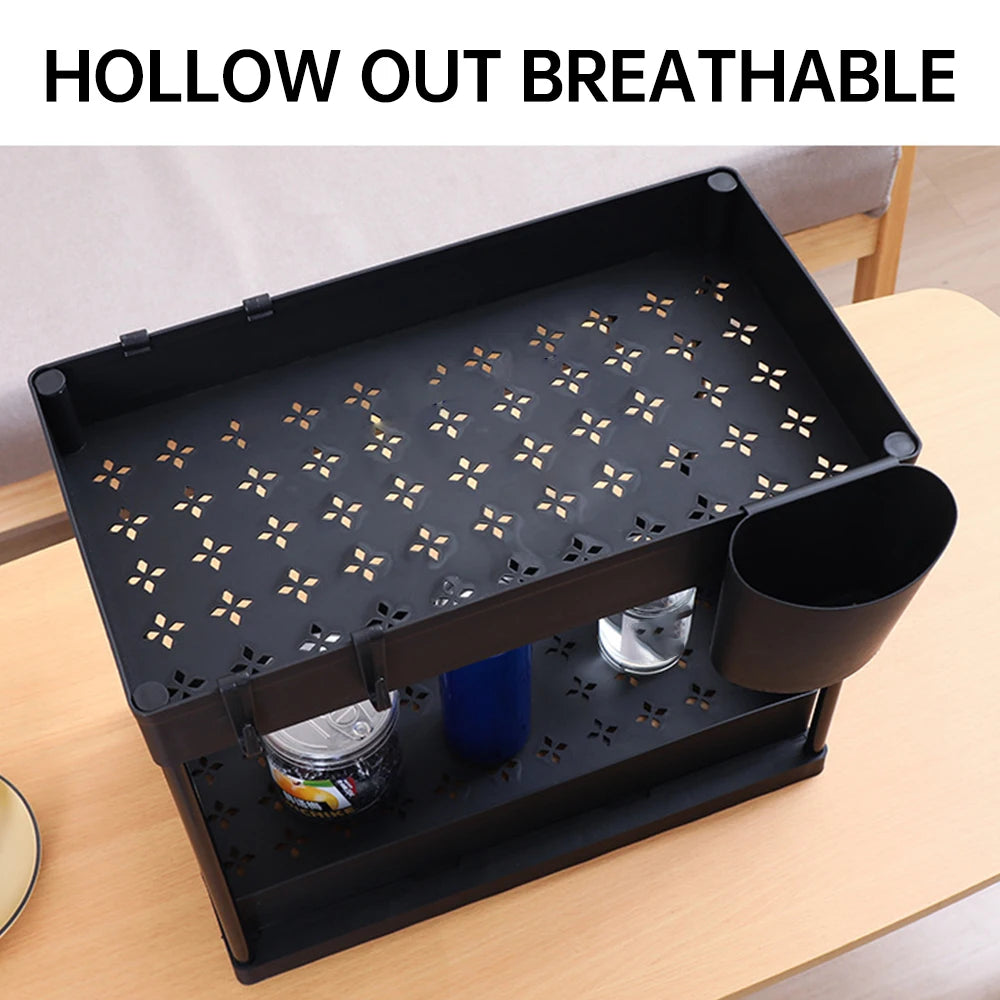 Kitchen Storage Rack with Sliding Cabinet Drawers Multi-Purpose Storage Shelf Holder Kitchen Desktop Organization Rack