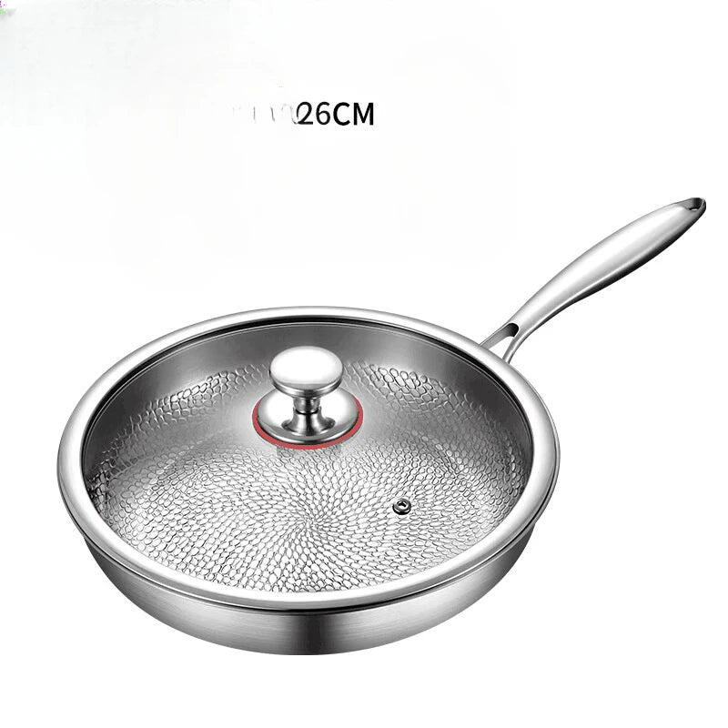 High-end titanium pan, household uncoated steak frying pan, titanium alloy non-stick pan, gas stove with titanium pan