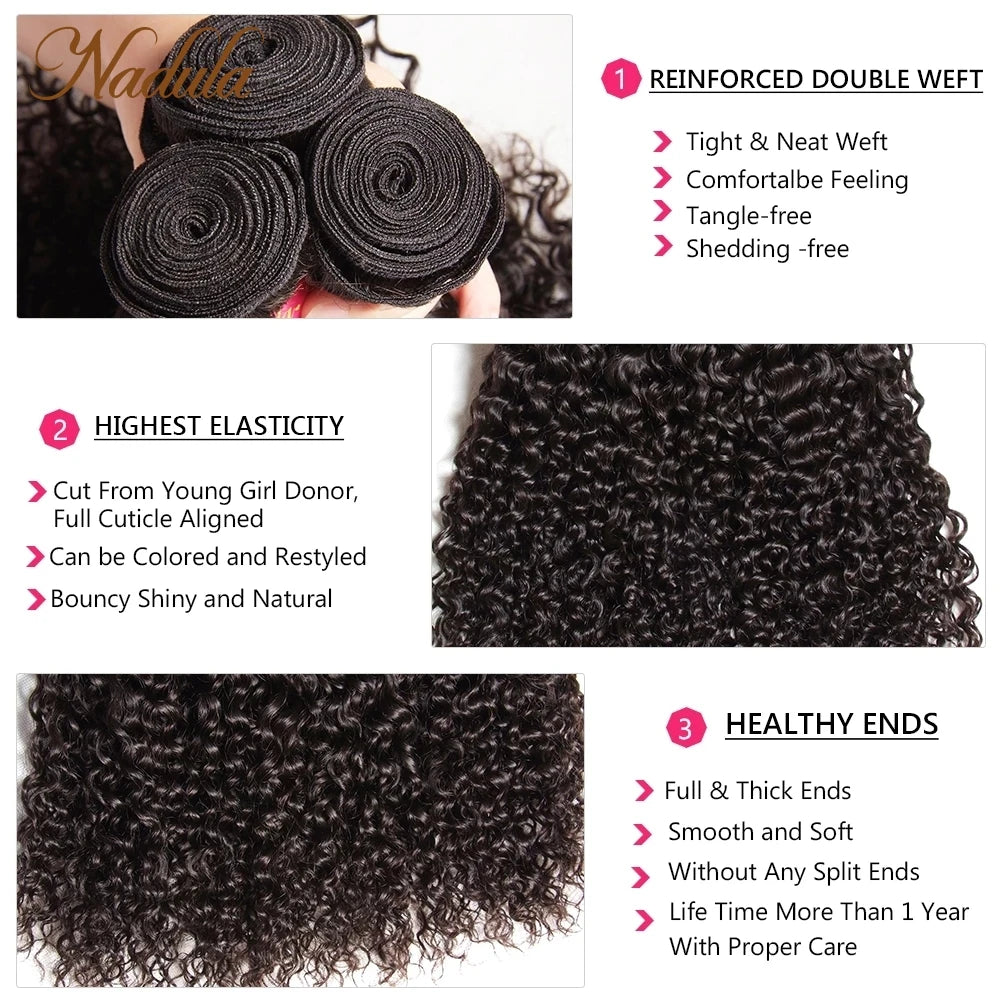 Kit mechas de cabelo humano cacheado natural - Cabelo virgem