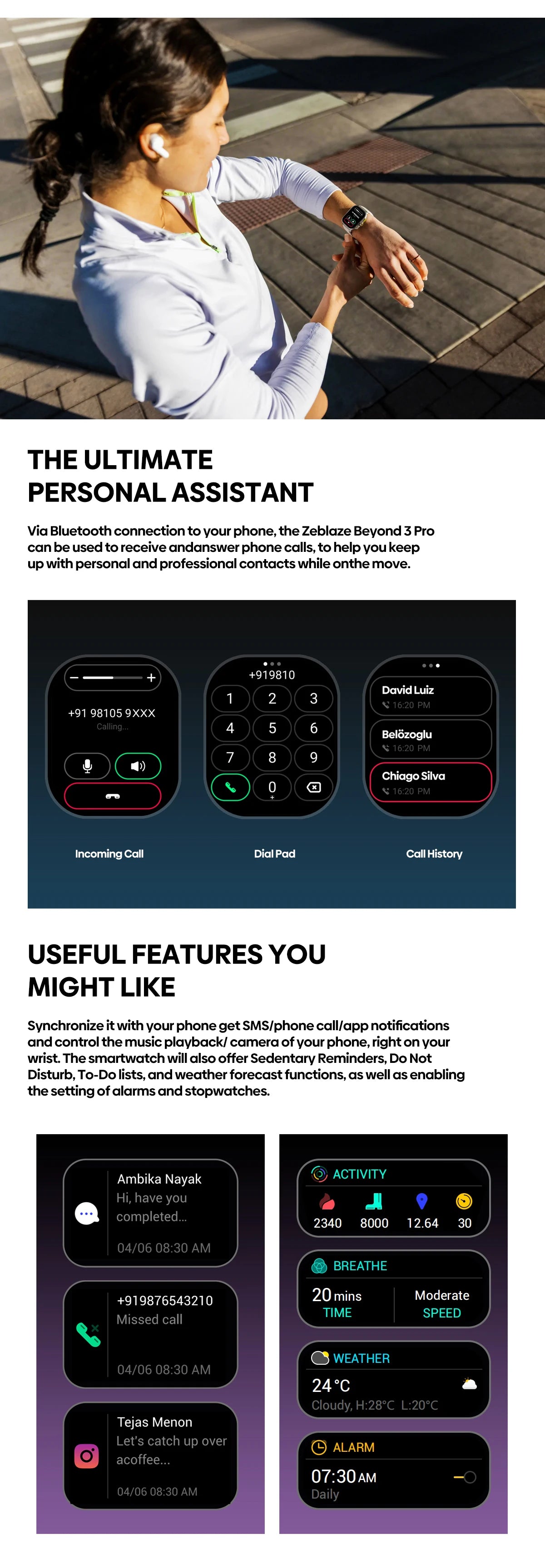 Nuevo reloj inteligente Zeblaze Beyond 3 Pro con GPS, pantalla AMOLED de 2,15", GPS integrado e importación de rutas, permite realizar y recibir llamadas.