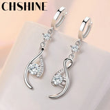 Pendientes CHSHINE de plata de ley 925 con circonitas azules entrelazadas para mujer, regalo de boda, joyería de moda.