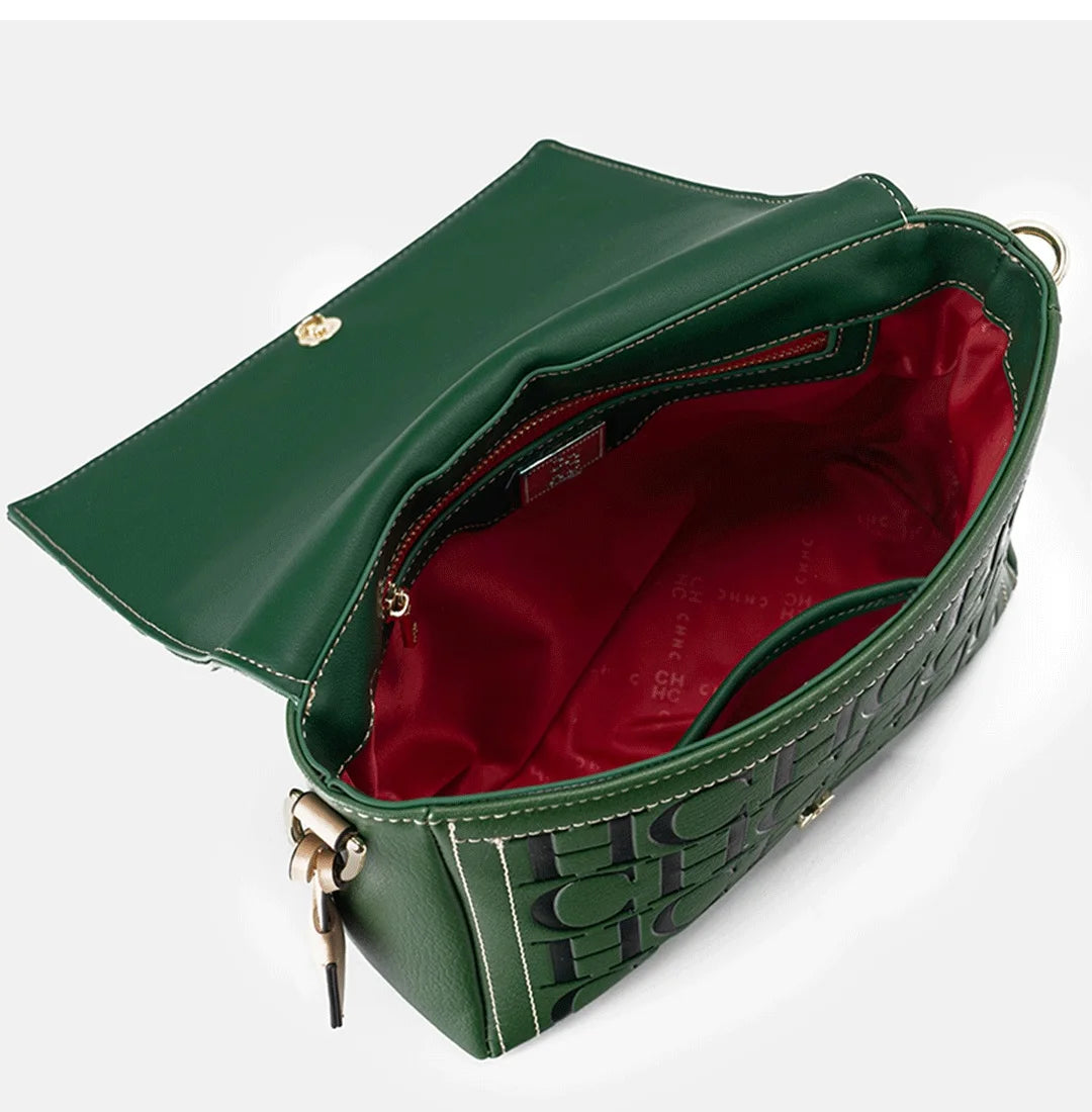 CH Autumn and Winter Solid Color Crossbody Bag Letter Printing High Quality Women's Fashion Elegance 2025 Classic Women's Bag