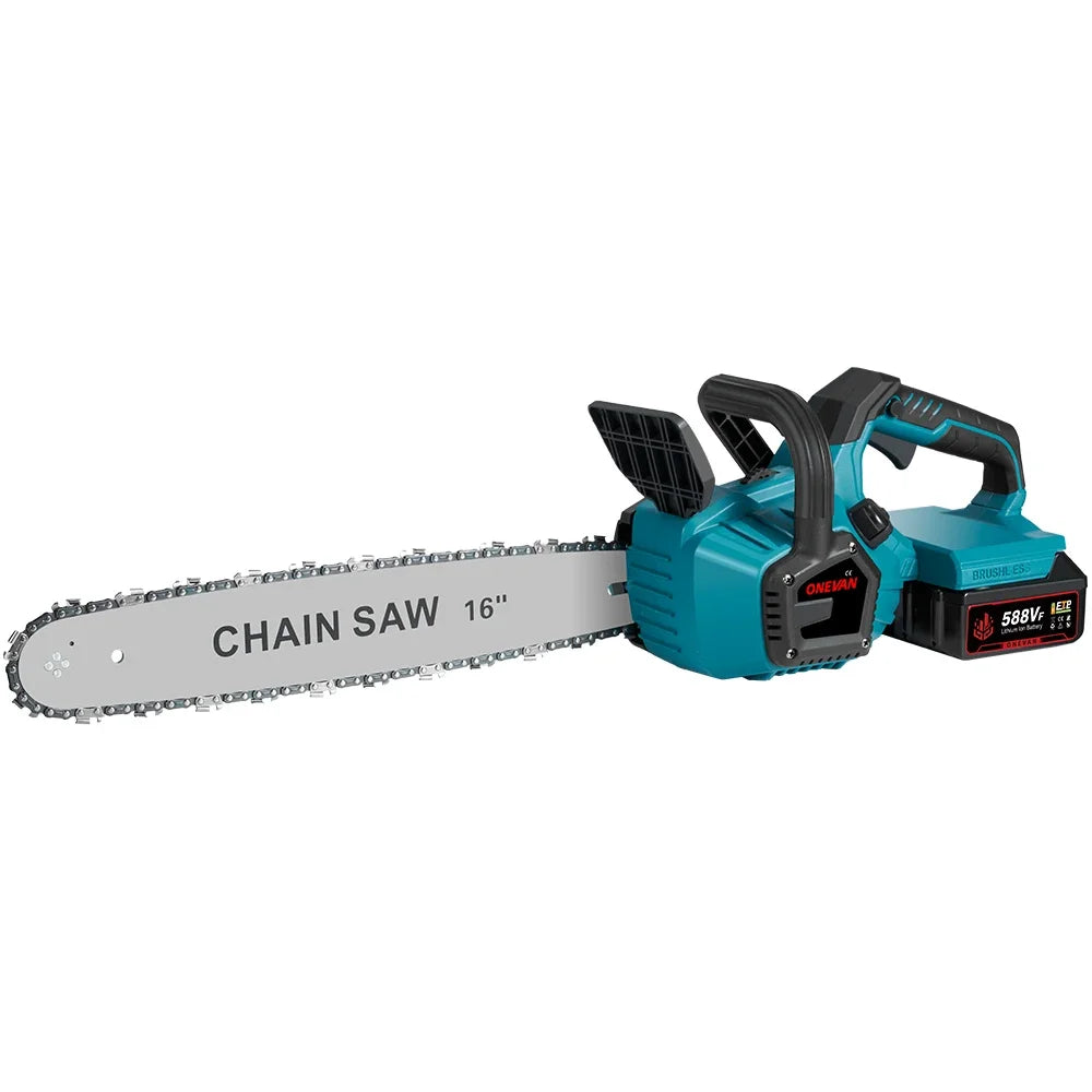 16Inch 8000W Brushless Electric Chainsaw LED Auto Oiling Cordless Woodworking Garden Chain Saw Power Tool For 21V 18V Battery