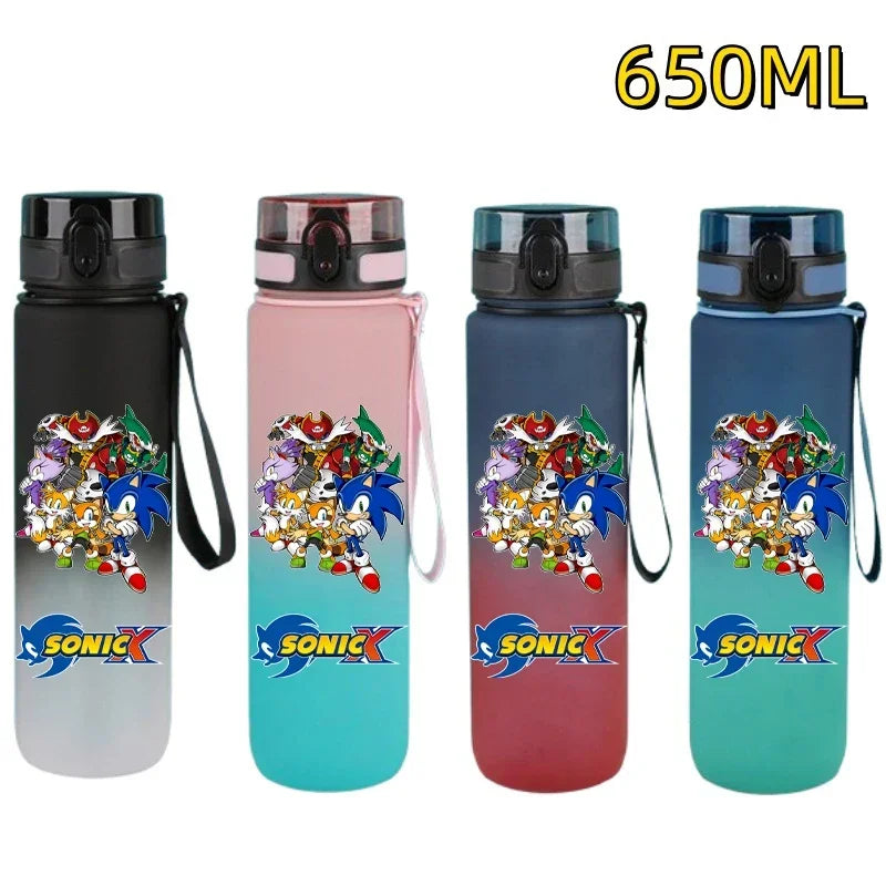 650ML Sonic Hedgehog Sport Water Bottle Large Capacity Cartoon Portable Plastic Water Bottle Drinking Cup Student Birthday Gifts