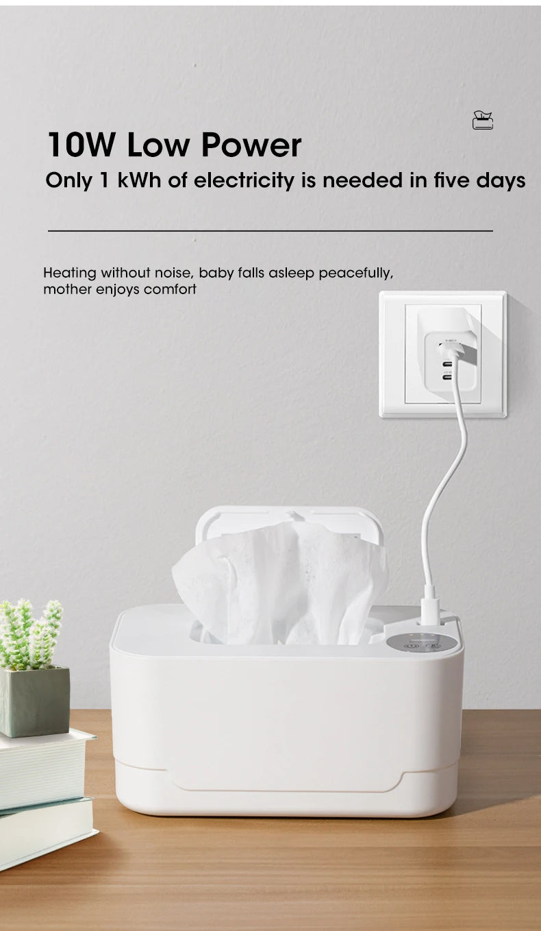 LED Display Baby Wipe Warmer Heater Wet Towel Dispenser Portable USB Charge Baby Wipe Warmer Napkin Heating Box Home/Car Use