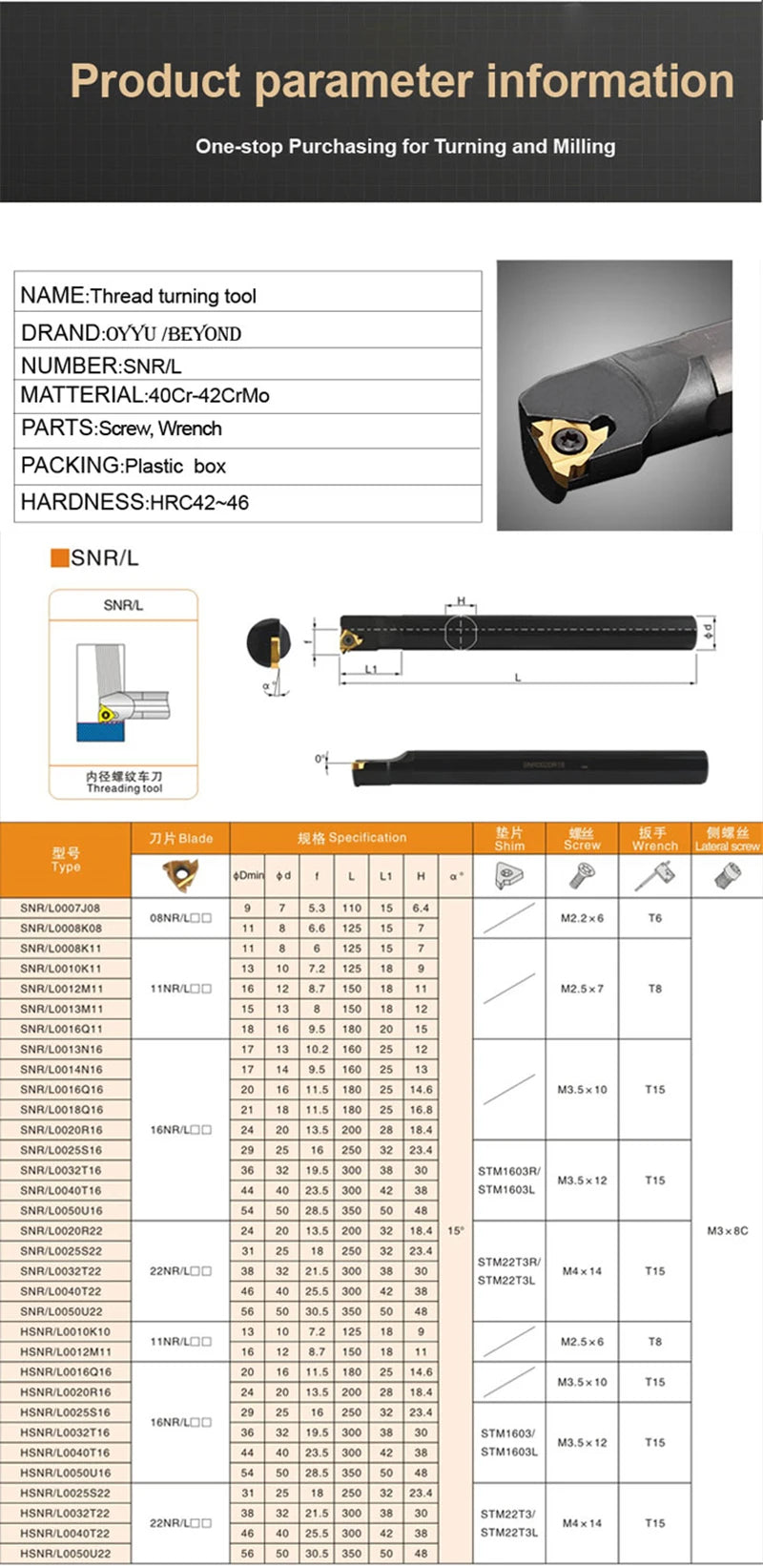 LIHAOPING SNR0008K08 SNR0012M11 SNR0016Q16 SNR0020R16 SNR0020R22 SNR0025S22 SNR Internal Thread Turning Tool Lathe Cutter 16IR