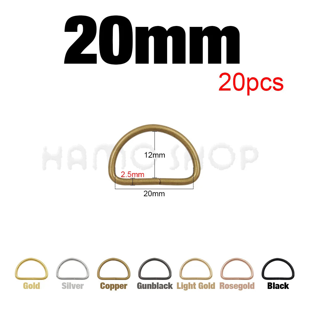 Hebilla ajustable de metal con anilla en D para correas de mochilas, bolsos, collares de gato y perros, accesorios de bricolaje, 20-1000 unidades