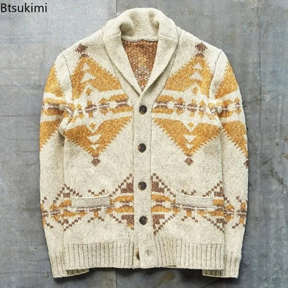 2024 Men's Thick Warm Cardigan Sweaters Oversized Harajuku Cartoon Knitted Sweater Pullover Male Streetwear Knitwear Men Tops