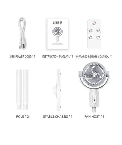 F1 Air Turbine Circulation Fan Floor-standing Fans Adjustable Air Circulating Fan Adjustable Height Timing Control Rechargeab