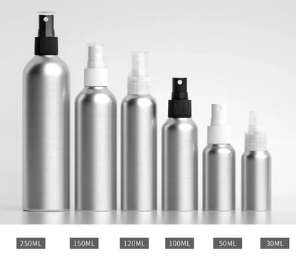 30ml/50ml/100ml/120ml/150ml/250ml Aluminum Empty Spray Bottle Mini Travel Refillable Perfume Cosmetic Container Sprayer Atomizer