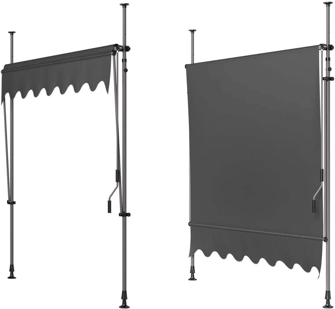Manual Retractable Awning, Non-Screw Outdoor Patio Awning Sunshade Shelter, Height Adjustable Sunshade Patio Door Window