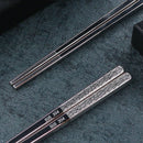 23cm Exquisite Dragon Pattern Chopsticks 304 Stainless Steel Non-slip Chinese Chopstick Food Sushi Sticks Home Kitchen Tableware