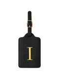 PU Leather Luggage Tag for Travel - Durable Suitcase ID Tag with Privacy Cover & Name Card Slot (A-Z) liu