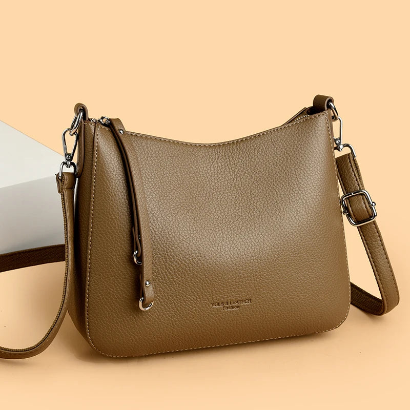 Genuine Brand Women's Soft Leather Shoulder Bags Luxury Designer Crossbody Bags Ladies Casual Tote Bag Messenger Commuting Sac