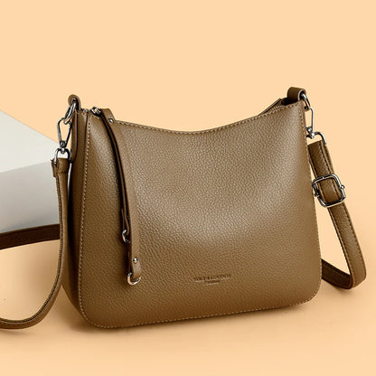 Genuine Brand Women's Soft Leather Shoulder Bags Luxury Designer Crossbody Bags Ladies Casual Tote Bag Messenger Commuting Sac