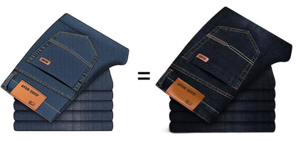 2025 men's fashion business jeans classic style casual elastic slim fit jeans men's denim pants black blue