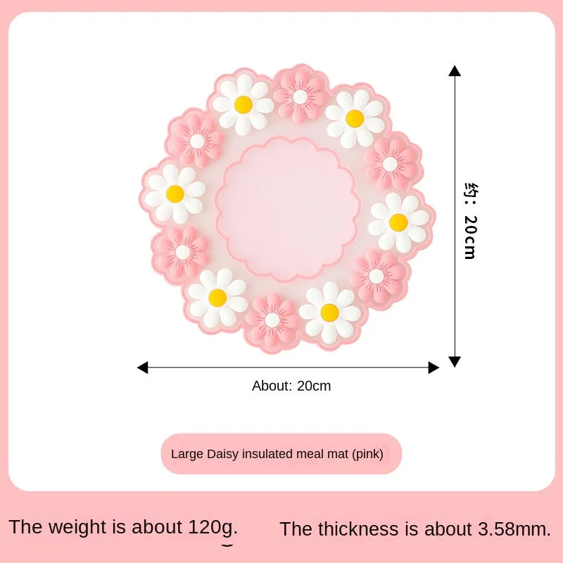 Round Daisy Heat Resistant Silicone Mat  Cup Coasters Insulation Non Slip Pot Holder Thicken Table Placemat Kitchen Accessories