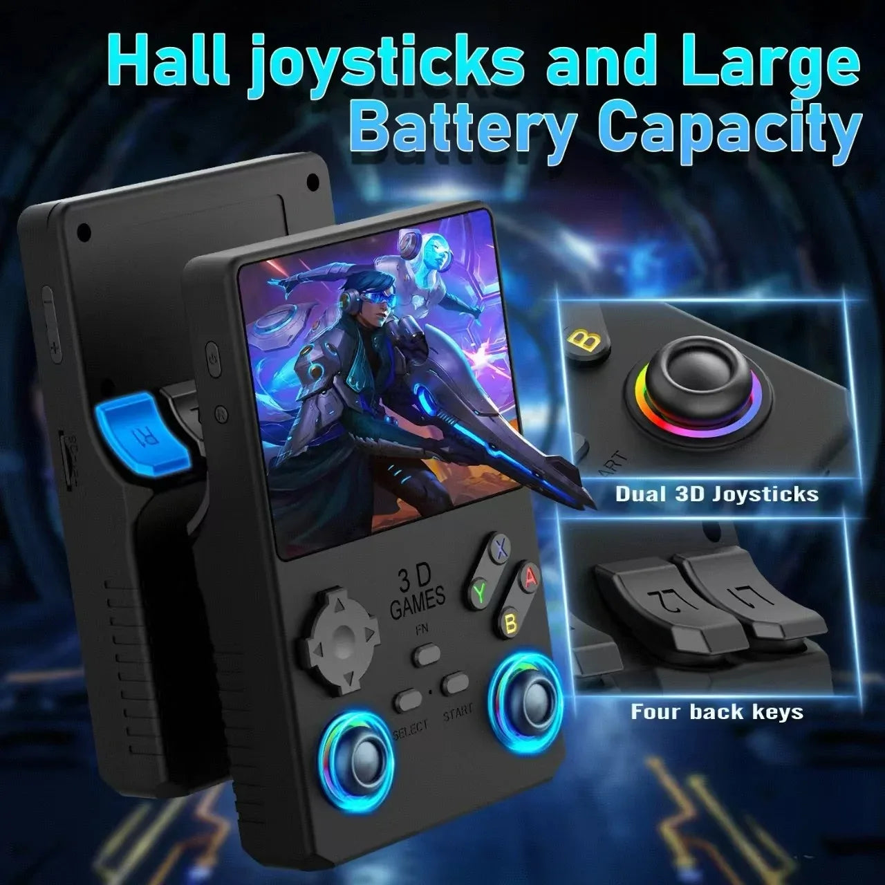 2025 V40MAX Handheld Game Console 4'' IPS Screen 4000mAh Battery Joystick RGB lighting Effect 256GB with more than 40000 games