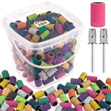 200pcs nail art Sanding Bands 80 120 180 240 Grit with 2Pcs Nail Drill Bits for Manicures and Pedicure accessories