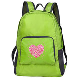 Outdoor Travel Lightweight Portable Foldable Backpack Love Print Folding Green Bag Ultralight Pack for Women Men Hiking Daypack