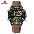 NAVIFORCE Luxury Original Watches For Men Casual Sport Chronograph Alarm Quartz WristWatch Leather Waterproof Digital Clock 9163