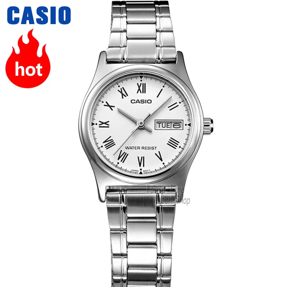 Relógio feminino Casio LTP - V006 prata quartzo com calendário e a prova de agua